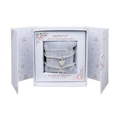 Equilibrium Silver Stacking Bracelet Gift SetHearts from B&Q