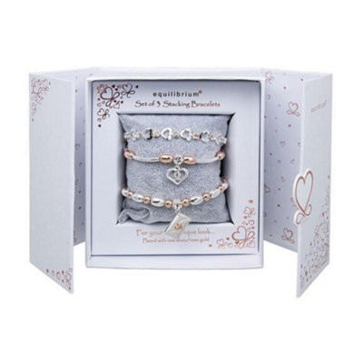 Equilibrium Silver Plated Two Tone Stacking Bracelet  Gift SetHeart Kiss from B&Q