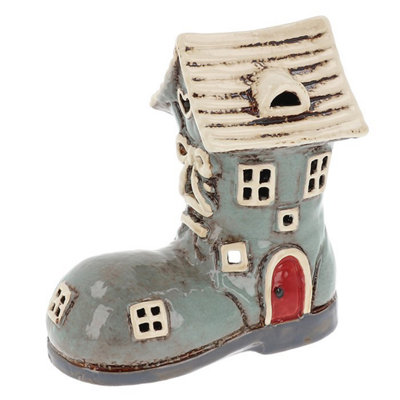 Village Pottery Small Boot House Tea Light HolderGrey from B&Q
