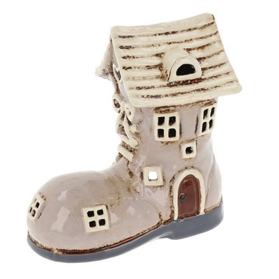 Village Pottery Small Boot House Tea Light HolderBeige from B&Q
