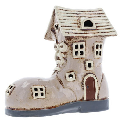 Village Pottery Large Boot House Tea Light HolderBeige from B&Q