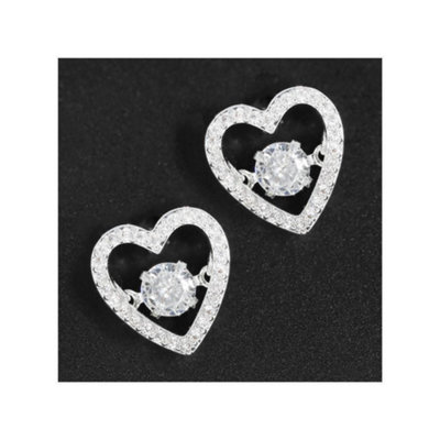 Equilibrium Moving Crystals Silver Plated EarringsGlam Heart from B&Q