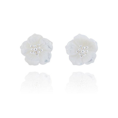 Equilibrium Silver Plated EarringsFloral Accents Natural Mother Of Pearl Stud from B&Q