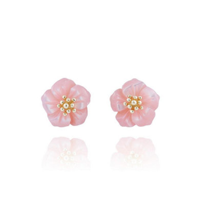Equilibrium Gold Plated EarringsFloral Accents Pink Mother Of Pearl Stud from B&Q