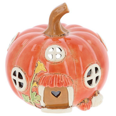  - Village Pottery Pumpkin House Tea Light Holder