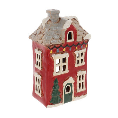 Village Pottery Christmas Dormer House Tea Light Holder from B&Q
