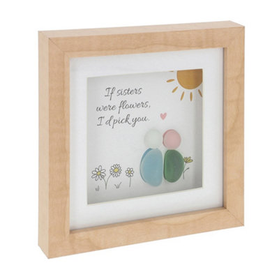Pebble Glass Square PlaqueSisters from B&Q