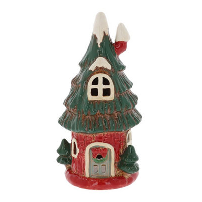 Village Pottery Christmas Tree House Tea Light Holder from B&Q