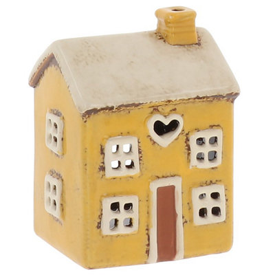  - Village Pottery Mini Heart House Tea Light HolderYellow