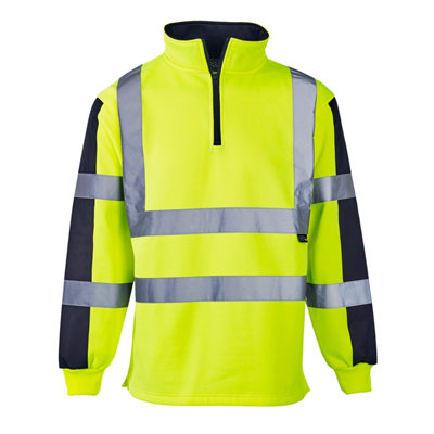 Supertouch Hi Vis 2 Tone Rugby Shirt -Yellow/navy- Small
