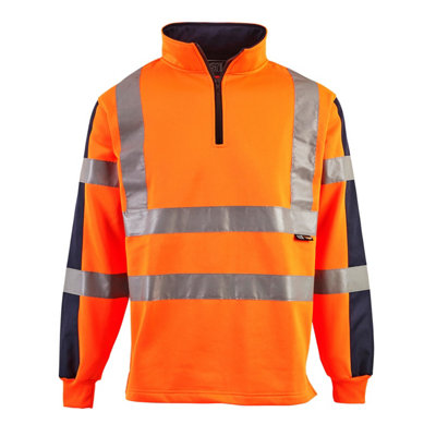 Supertouch Hi Vis 2Tone Rugby Shirt-Orange/navy -Medium