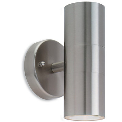 B&Q -  Luminosa Fusion 2 Light Wall Stainless Steel Ip44Gu10
