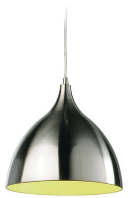 Luminosa Lighting Luminosa Caf 1 Light Dome Ceiling Pendant Brushed SteelGreen InsideE27 from B&Q