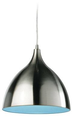 Luminosa Lighting Luminosa Caf 1 Light Dome Ceiling Pendant Brushed SteelBlue InsideE27 from B&Q