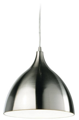 Luminosa Lighting Luminosa Caf 1 Light Dome Ceiling PendantLow Energy Brushed SteelWhite Inside from B&Q