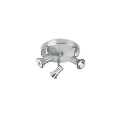 Luminosa Lighting Luminosa Magnum 3 Light Flush Brushed SteelGu10 from B&Q