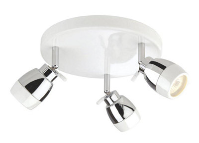 Luminosa Lighting Luminosa Marine 3 Light Flush Bathroom Ceiling Light WhiteChrome Ip44Gu10 from B&Q