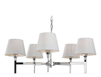 Luminosa Lighting Luminosa Transition 5 Light Multi Arm Ceiling Pendant Light Polished Stainless SteelCreamE14 from B&Q