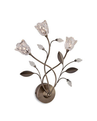 Luminosa Lighting Luminosa Cindy 3 Light Indoor Wall Light Antique BrassClear GlassG4 Bulb from B&Q