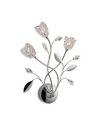 Luminosa Lighting Luminosa Cindy 3 Light Indoor Wall Light ChromeClear GlassG4 Bulb from B&Q
