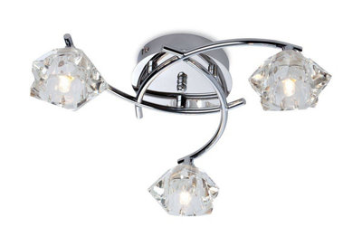Luminosa Lighting Luminosa Clara 3 Light Flush Multi Arm Ceiling Light ChromeClear GlassG9 from B&Q