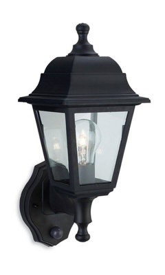 Luminosa Lighting Luminosa Oslo 1 Light Outdoor Wall LanternUplight With Pir Black Resin Ip44E27 from B&Q