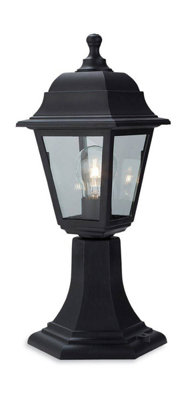 Luminosa Lighting Luminosa Oslo 1 Light Pedstal LanternPillar Black Resin Ip44E27 from B&Q