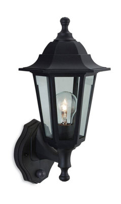 Luminosa Lighting Luminosa Malmo 1 Light Outdoor Wall LanternUplight With Pir Black Resin Ip44E27 from B&Q