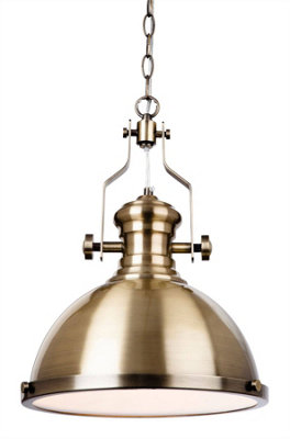 Luminosa Lighting Luminosa Albion 1 Light Dome Ceiling Pendant Antique BrassE27 from B&Q