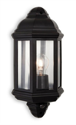 Luminosa Lighting Luminosa Park 1 Light Outdoor Wall Lantern With Pir Black Polycarbonate Ip44E27 from B&Q