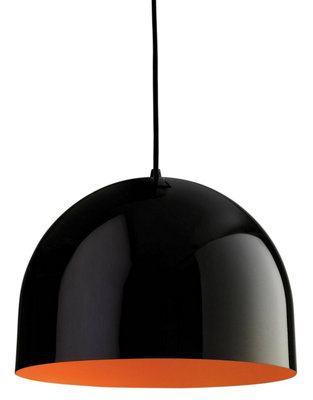 Luminosa Lighting Luminosa House 1 Light Dome Ceiling Pendant BlackOrange InsideE27 from B&Q