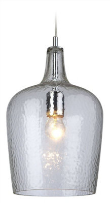 Luminosa Lighting Luminosa Glass 1 Light Dome Ceiling Pendant ChromeClear GlassE27 from B&Q