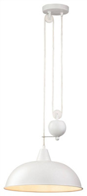 Luminosa Lighting Luminosa Century 1 Light Rise & Fall Dome Ceiling Pendant WhiteE27 from B&Q
