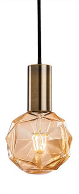 Luminosa Lighting Luminosa Hudson 1 Light Ceiling Pendant Antique BrassE27 from B&Q