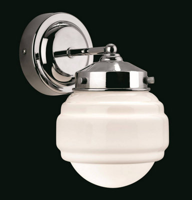 Luminosa Lighting Luminosa Art 1 Light Bathroom Indoor Wall Light ChromeOpal White Glass Ip44E27 from B&Q