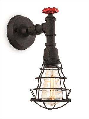 Luminosa Lighting Luminosa Factory 1 Light Indoor Wall Light Rustic BlackE27 from B&Q