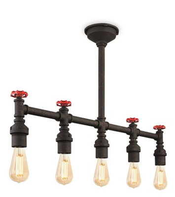 Luminosa Lighting Luminosa Factory 5 Light Semi Flush Light Rustic BlackE27 from B&Q