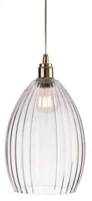 Luminosa Lighting Luminosa Victory 1 Light Dome Ceiling Pendant Antique BrassClear GlassE27 from B&Q