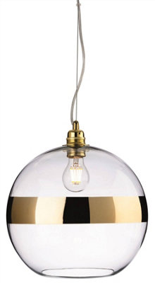 B&Q -  Luminosa Saturn 1 Light Globe Ceiling Pendant GoldClear GlassE27