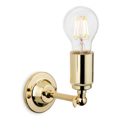 B&Q -  Luminosa Indy 1 Light Indoor Candle Wall Light Polished BrassE27