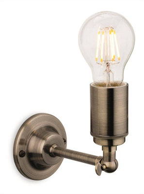 Luminosa Lighting Luminosa Indy 1 Light Indoor Candle Wall Light Antique BrassE27 from B&Q