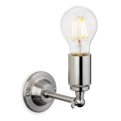 B&Q -  Luminosa Indy 1 Light Indoor Candle Wall Light Brushed SteelE27