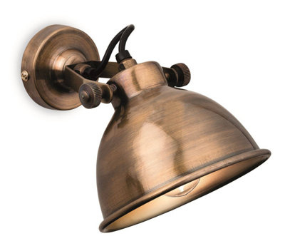 Luminosa Lighting Luminosa Mantis 1 Light Indoor Dome Wall Light Antique BrassE14 from B&Q