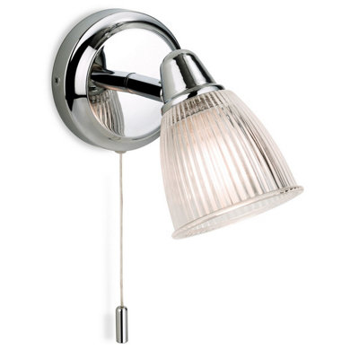 B&Q -  Luminosa Echo 1 Light Bathroom Wall Light Chrome With Clear Ribbed Glass Ip44G9