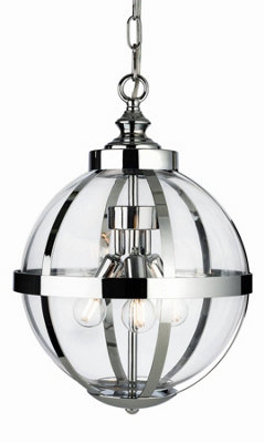 Luminosa Lighting Luminosa Monroe 3 Light Cage Ceiling Pendant Chrome With Clear GlassE14 from B&Q