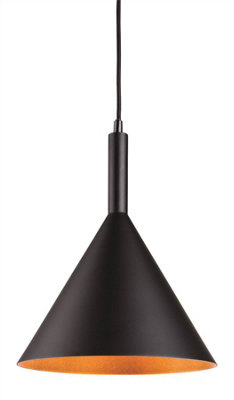 Luminosa Lighting Luminosa Everest 1 Light Dome Ceiling Pendant Black With Gold InsideE27 from B&Q