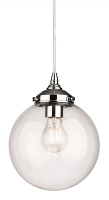 Luminosa Lighting Luminosa Seville 1 Light Globe Ceiling Pendant Chrome With Clear GlassE27 from B&Q