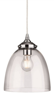 Luminosa Lighting Luminosa Seville 1 Light Dome Ceiling Pendant Chrome With Clear GlassE27 from B&Q