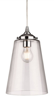 Luminosa Lighting Luminosa Seville 1 Light Dome Ceiling Pendant Chrome With Clear GlassE27 from B&Q