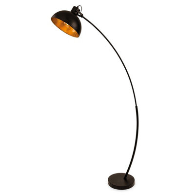 B&Q -  Luminosa Lotus 1 Light Floor Light Black With Gold Leaf EffectE27
